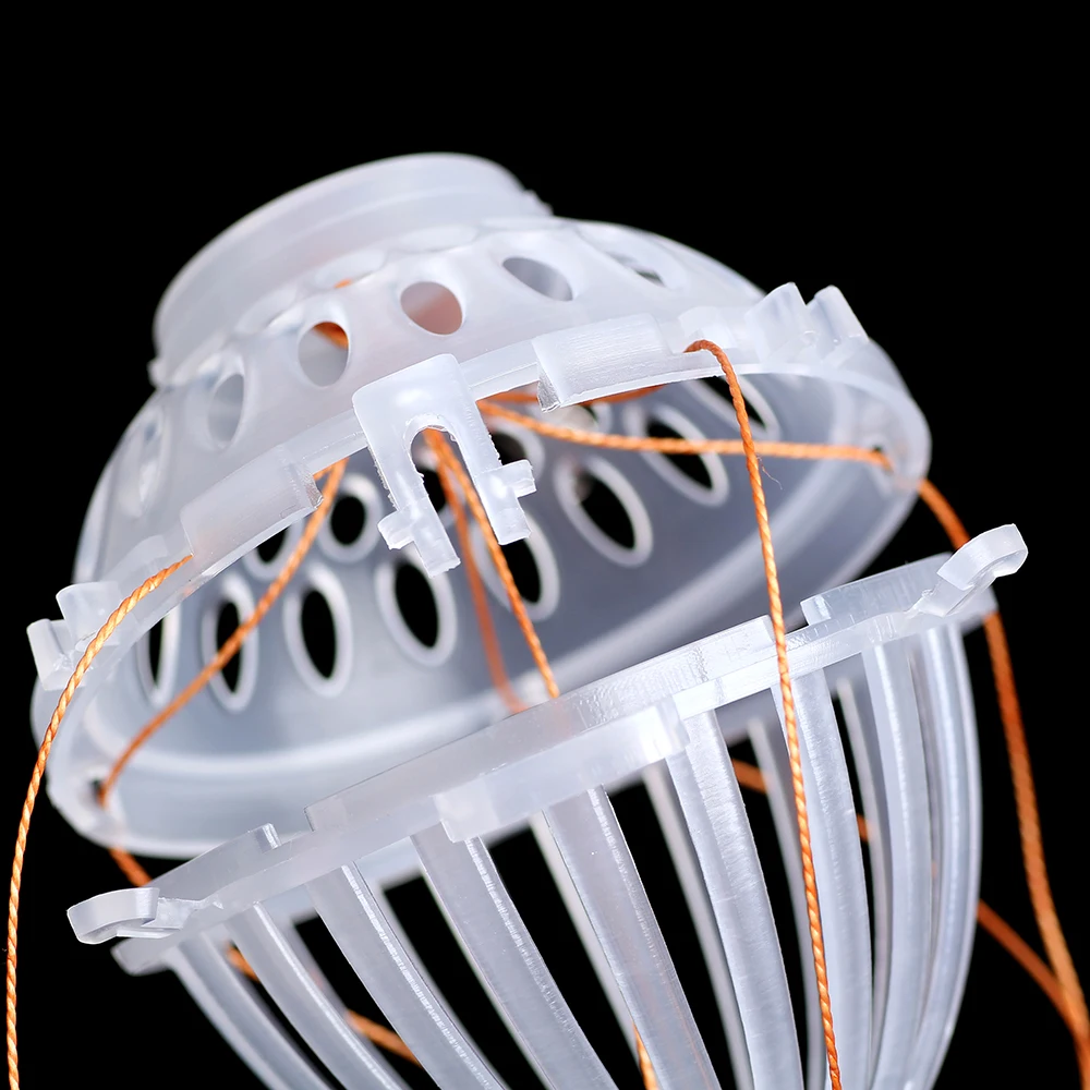 FISH KING-Soporte de cable de plástico con anillo de conexión, trampa pequeña, línea de PE, 6 ganchos, jaula para Señuelos de Pesca, 1 unidad - imagen 3
