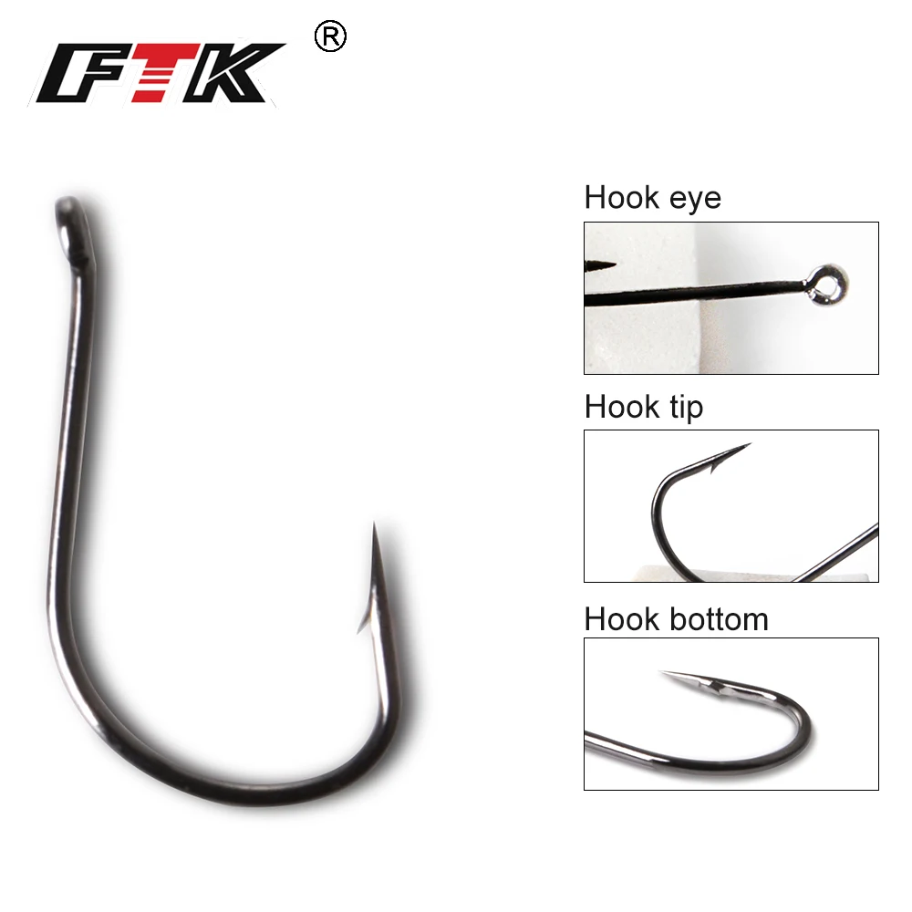 FTK 7-10PCS Anzuelos de pesca KEIRYU 1 # -14 #   Anzuelo único de pesca de carpa ISEAMA con púas de acero con alto contenido de carbono con ojos - imagen 5
