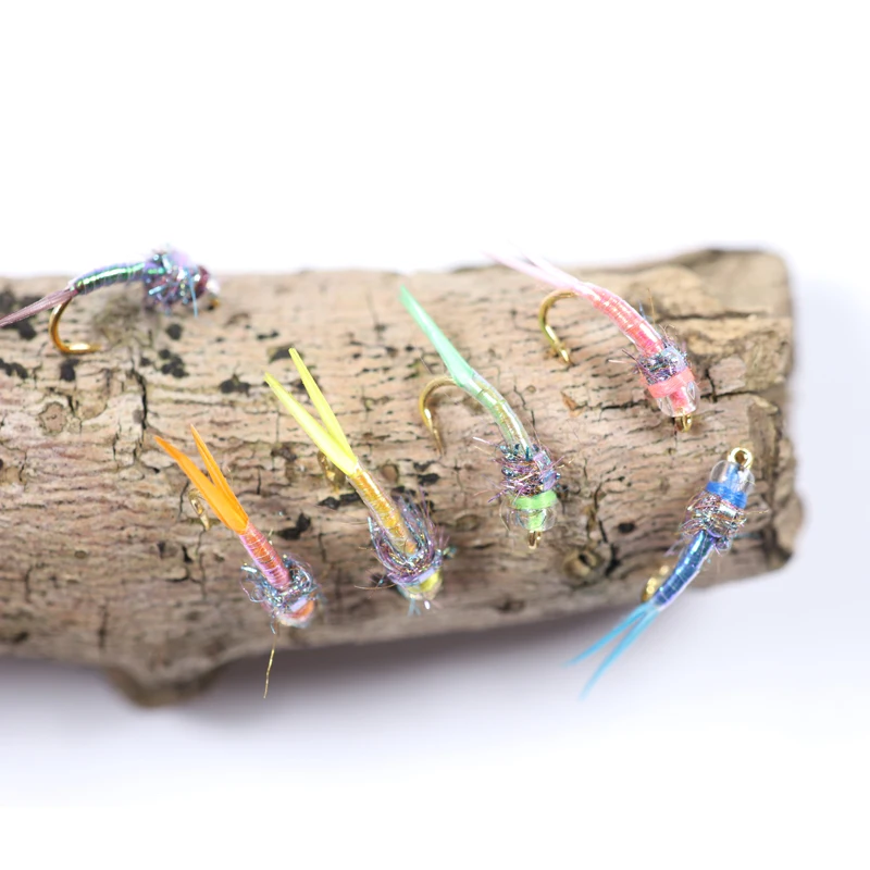 Bimoo-señuelo de pesca con mosca, accesorio de pesca de trucha, enmalle azul, moscas de agua dulce, cabeza de cuentas, ninfa, mosca Stonefly, 12 Uds., n. ° 16 - imagen 5