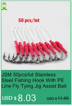 Gancho de pesca de acero inoxidable de 50 piezas/lote con cyligador de mierda de mierda