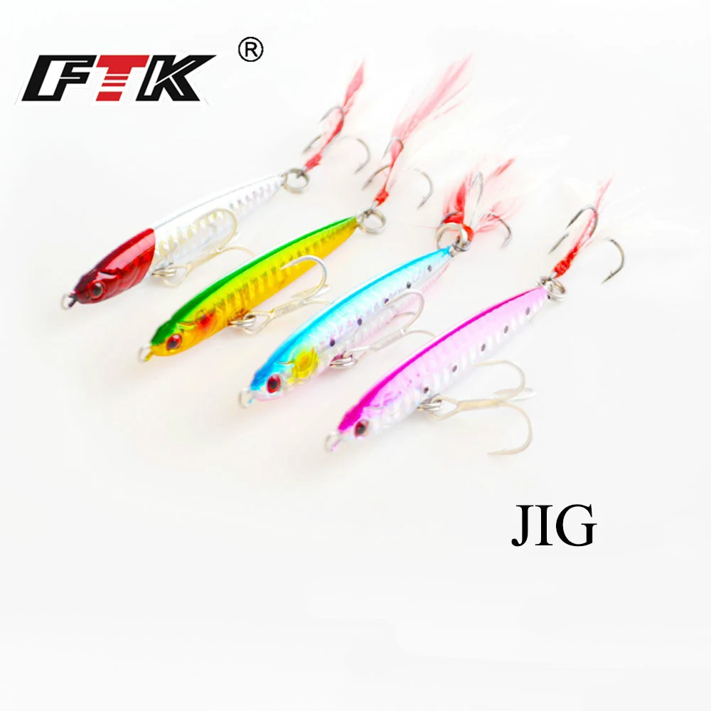 FTK 20g 30g 40g Señuelos de Pesca de Jigging de Metal 6,5 cm-8,5 cm cebo Artificial duro pesca en el mar Micro plantilla con anzuelo triple - imagen 2
