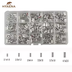 Hyaena-Juego de manguitos de crimpado de aleación de aluminio, tubos de aluminio de 500mm-1,0mm, juego de aparejos de pesca, 2,0 unids/lote por caja