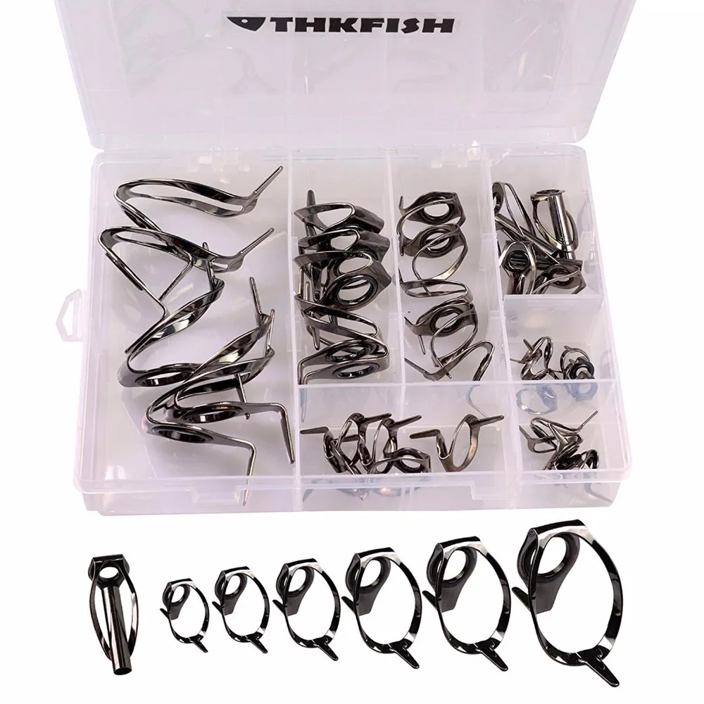 Kit de reparación de tapas de punta de guías de caña de pescar de 35 piezas 8 # -25 #   Juego de reemplazo superior de punta de guías de cañas de pescar de acero inoxidable - imagen 5