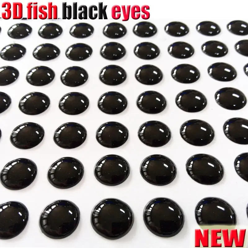 Ojos de señuelo de pesca calientes ojos de pez de color sólido 3D 500 unids/lote color NEGRO accesorios de pesca - imagen 2