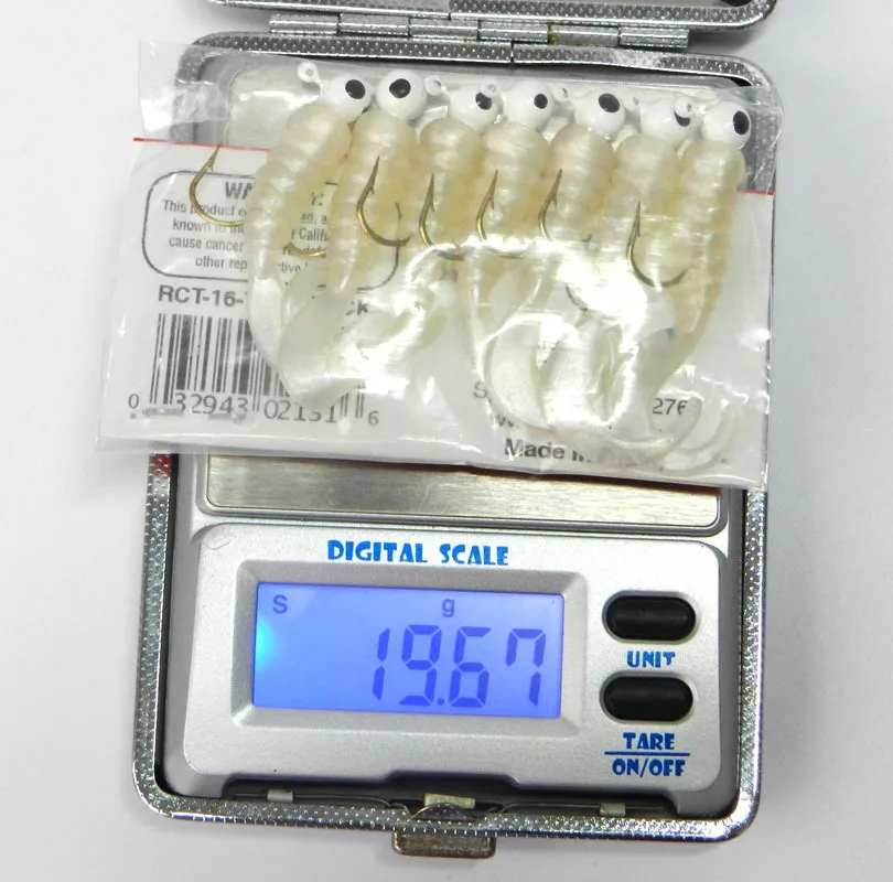 Señuelos de pesca, cebo de lubina, cebo suave, cabeza de plantilla, colas giratorias, cebos de gusano, bolsa de 7 piezas - imagen 4