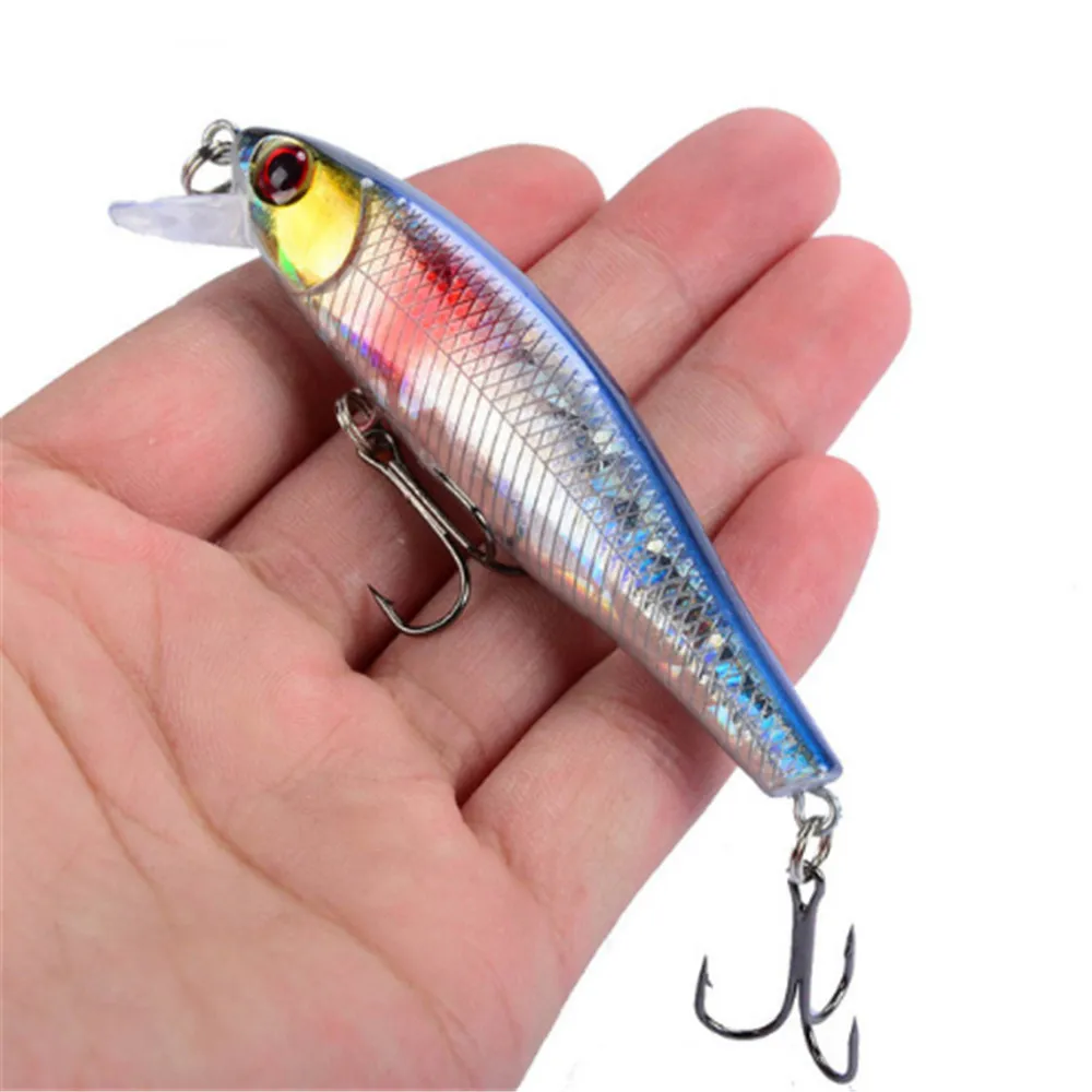 Señuelo de pesca Minnow, cebo duro Artificial biónico, ojos 3D, 8,5 cm, 9,2g, flotante, Wobbler, Crankbait, aparejos de pesca de curricán de lubina, 1 ud. - imagen 5