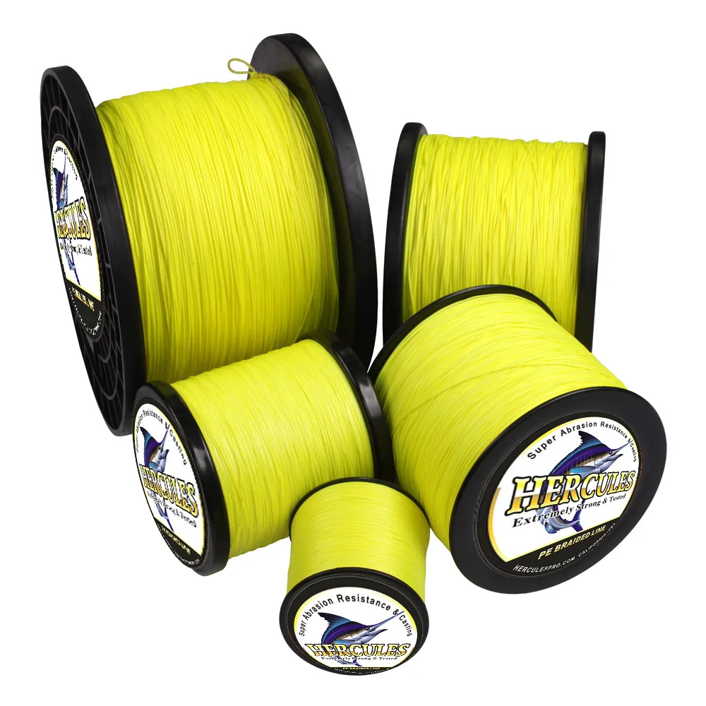 Hilo de pescar trenzado Hércules, 8 hebras, amarillo fluorescente, 100M, 300M, 500M, 1000M, 1500M, 2000M, linha multifilamento para pesca - imagen 5