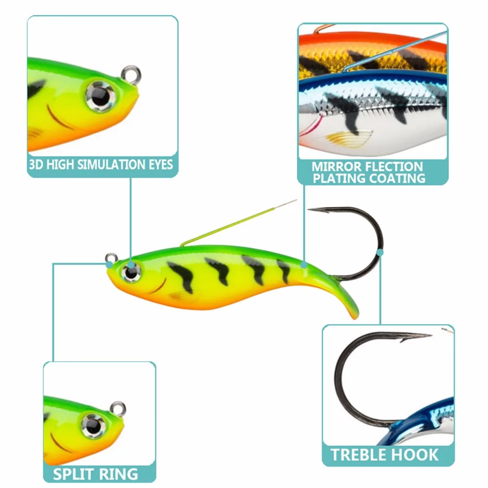 Señuelo de pesca de invierno VIB, cebo duro Artificial, Wobbler, cuerpo láser, aparejos Isca realistas, 8,5 cm, 21,2g, 1 unidad