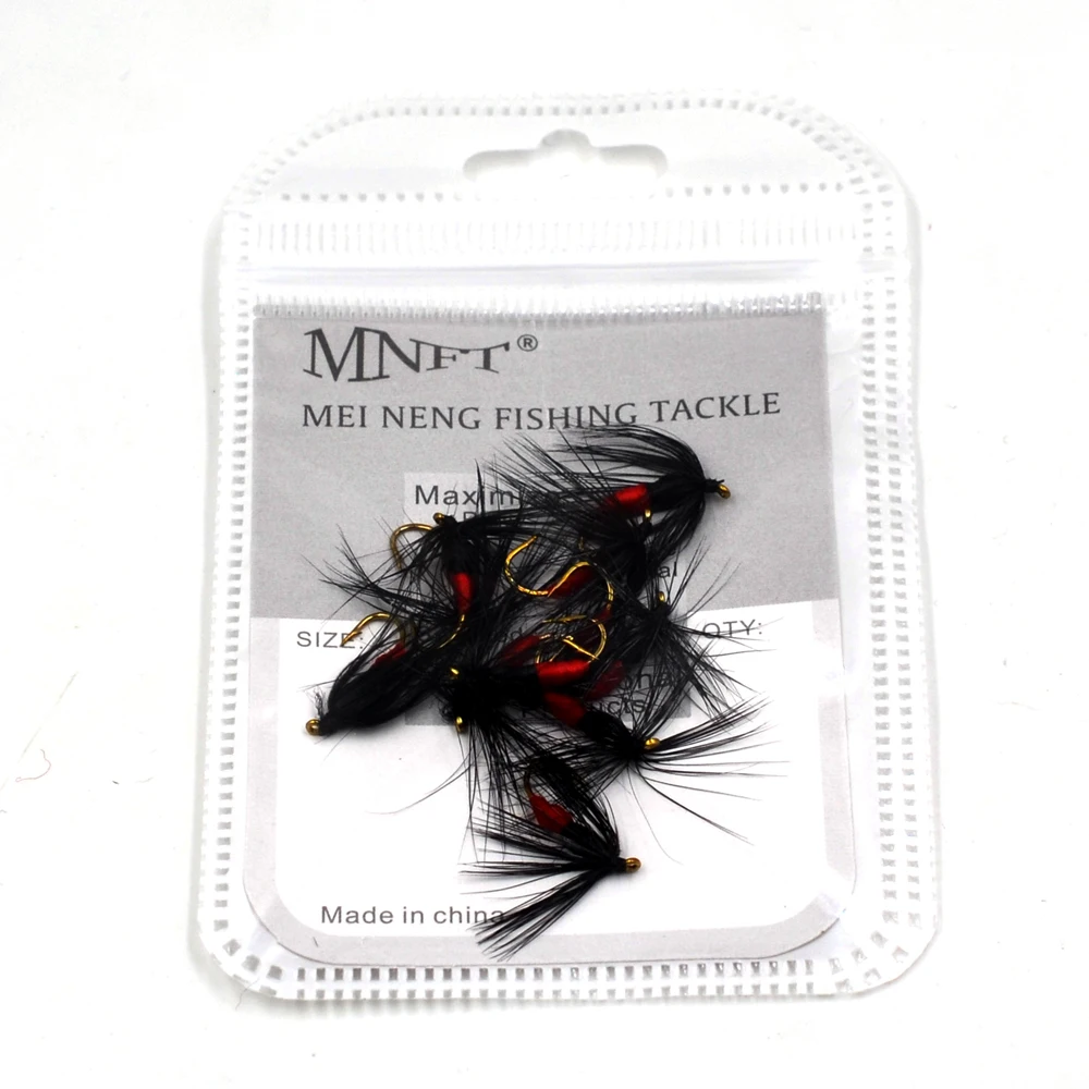 Mosca MNFT para trucha húmeda – Cuerpo duro, cola roja y negro - imagen 5