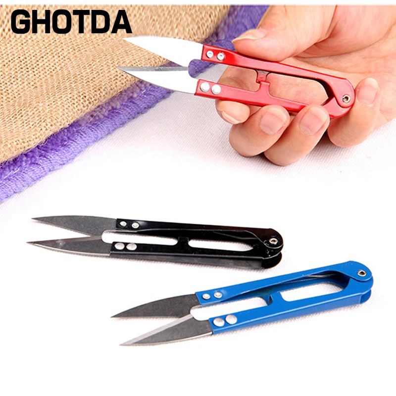 Mini tijeras en forma de U para pescar, tijeras de costura, pinzas de uso para peces, herramientas de corte de línea de pesca, Color aleatorio, 1 pieza - imagen 3