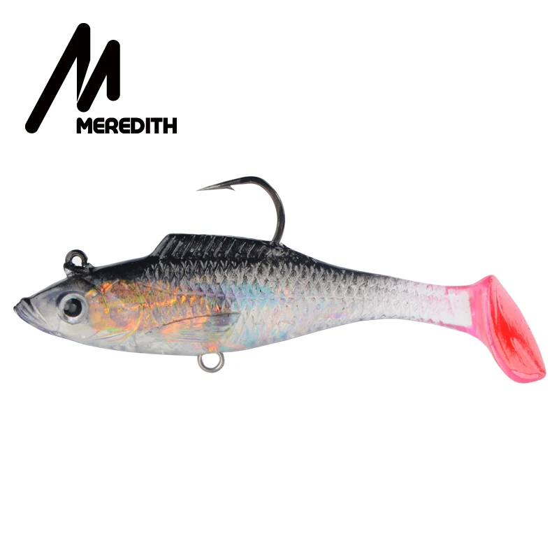 MEREDITH-señuelo de pesca pequeño DD, 70mm, 100mm, contrapeso integrado, cola en T, Señuelos de Pesca blandos, anzuelo único, cebo Artificial Wobblers - imagen 5