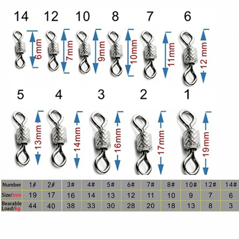 Conector de pesca de acero inoxidable, barril giratorio, bola rodante, herramienta de plomada, artículos para señuelo de anzuelo de pesca con mosca, 50 unids/lote por caja - imagen 2