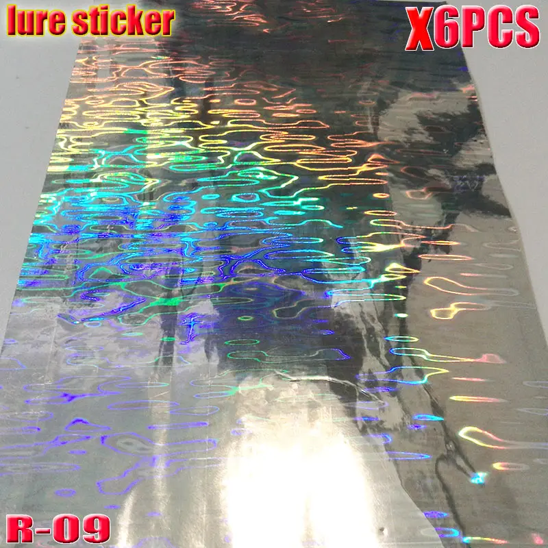 Pegatina de piel de pez para señuelo de pesca, pegatinas de plantilla DIY, materiales de atado de moscas, tamaño grande de 100mm x 150mm, 6 papeles por lote, nuevo - imagen 5