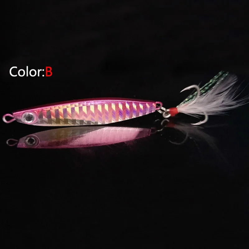 1 Uds 10g 14g 17g 21g señuelo cuchara de pesca 7 colores Iscas artificiales plantilla de Metal señuelo rebanada Jigbait cuchara anzuelo triple señuelo de Jigging