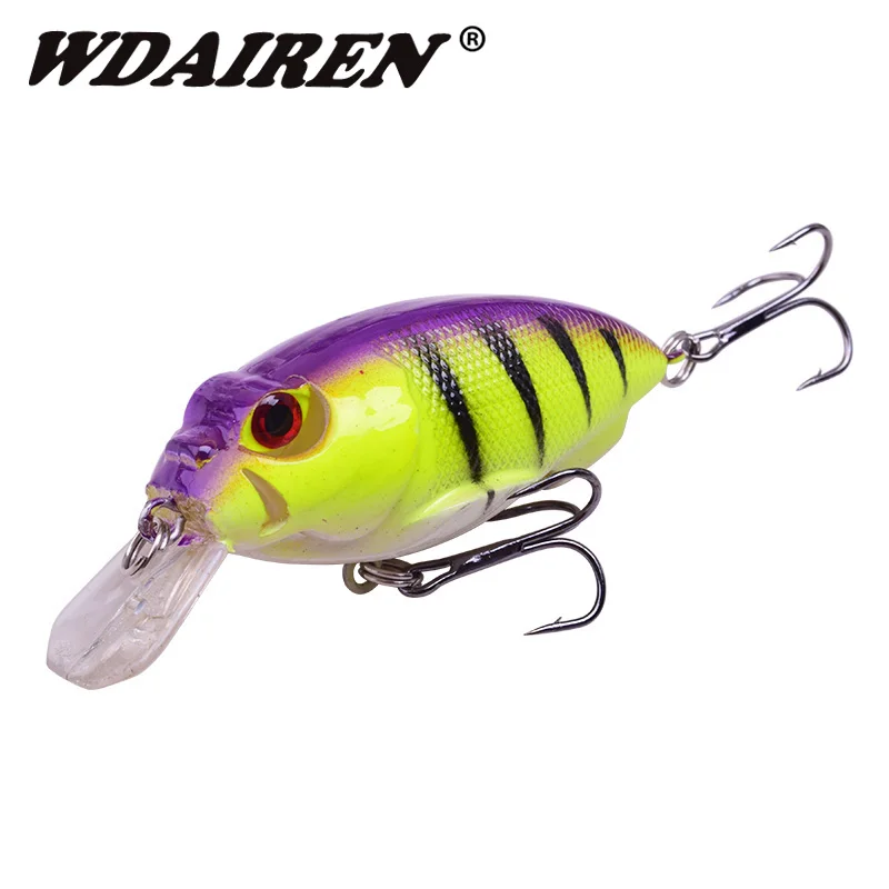 1 unidad de Señuelos de Pesca de 7cm, 10g, cebo duro para pececillos, señuelo para pesca de lubina, Crankbait, Swimbait, trucha, cebos de manivela con aparejos de anzuelos triples 8 # - imagen 2