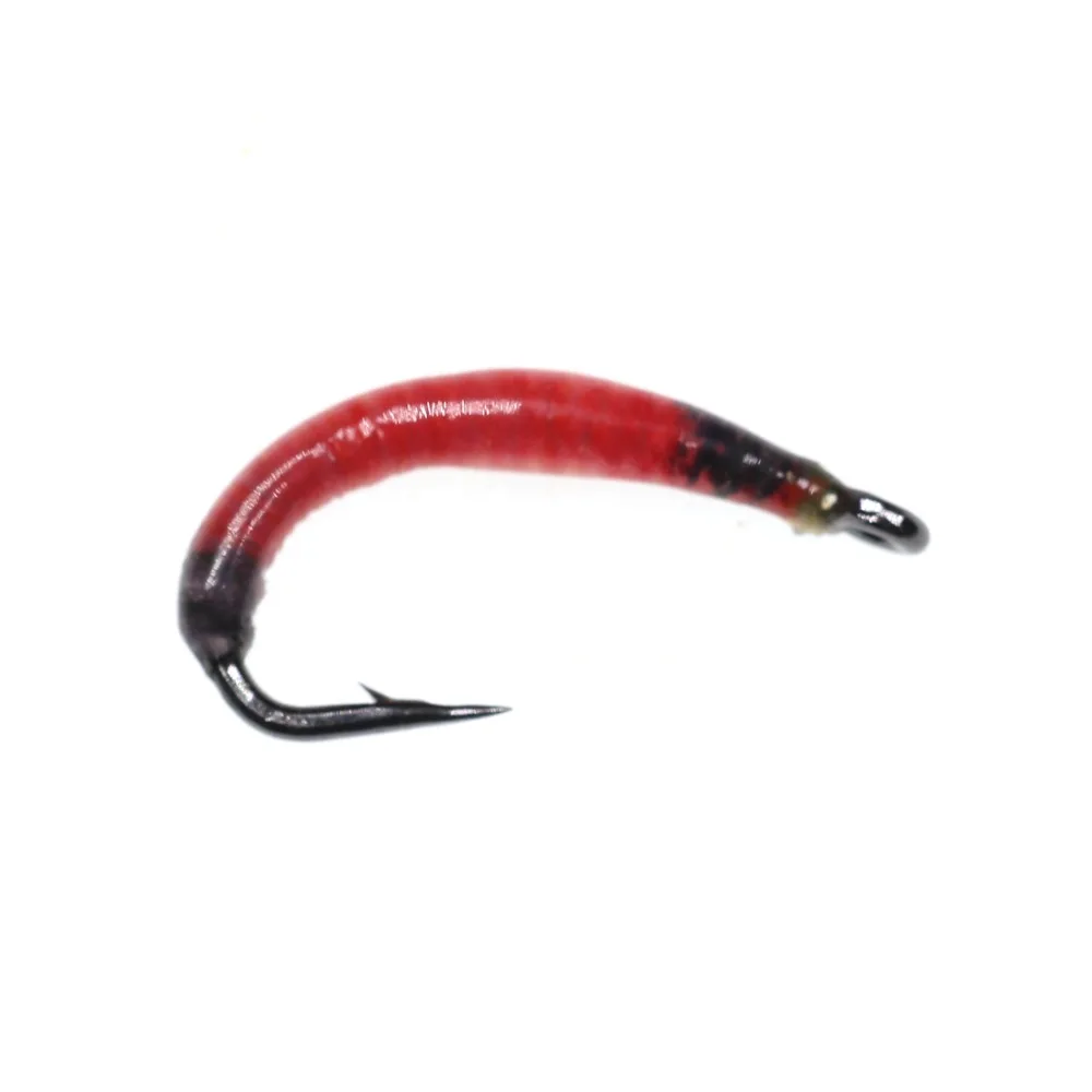 Wifreo 6PCS # 8 gusanos de jardín mosca tierra gusano mosca para agua dulce pescado trucha perca Bluegill Whitefish pesca con mosca ninfa insectos - imagen 5