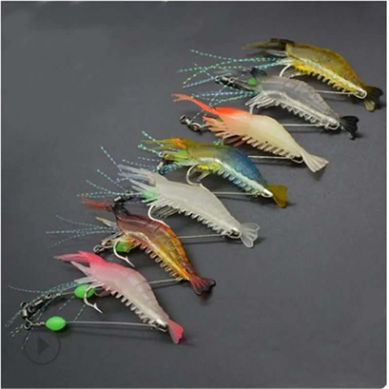 1 unids/lote simulación señuelo suave de langostino 8 cm/5g señuelo de Pesca cebo Artificial, con brillo gancho gira luminosa Pesca Sabiki plataformas - imagen 2