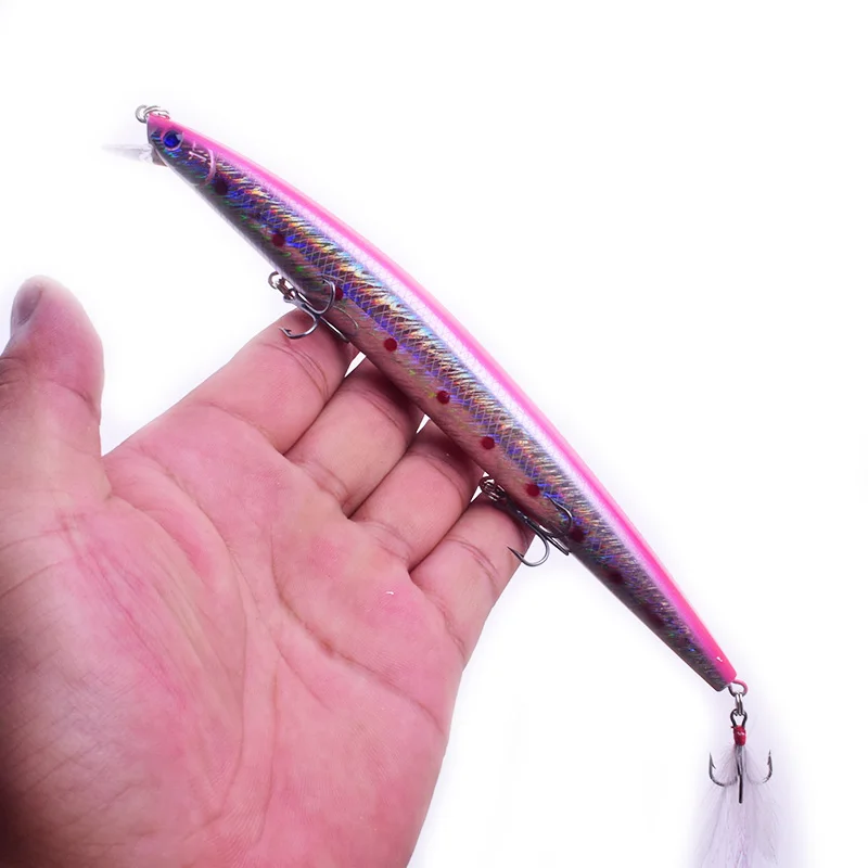 Señuelos de Pesca de pececillos grandes, cebos duros artificiales de 185mm y 22g, con plumas, Isca, 1 unidad - imagen 4