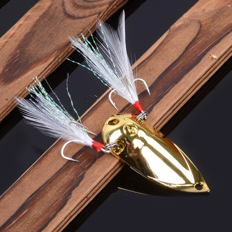 Señuelos de Pesca con plumas de doble gancho japonés, cebo de metal, cuchara, 2,5g, 5g, 7,5g, 10g, 15g, 20g, aparejos de pesca de plata y oro - imagen 3