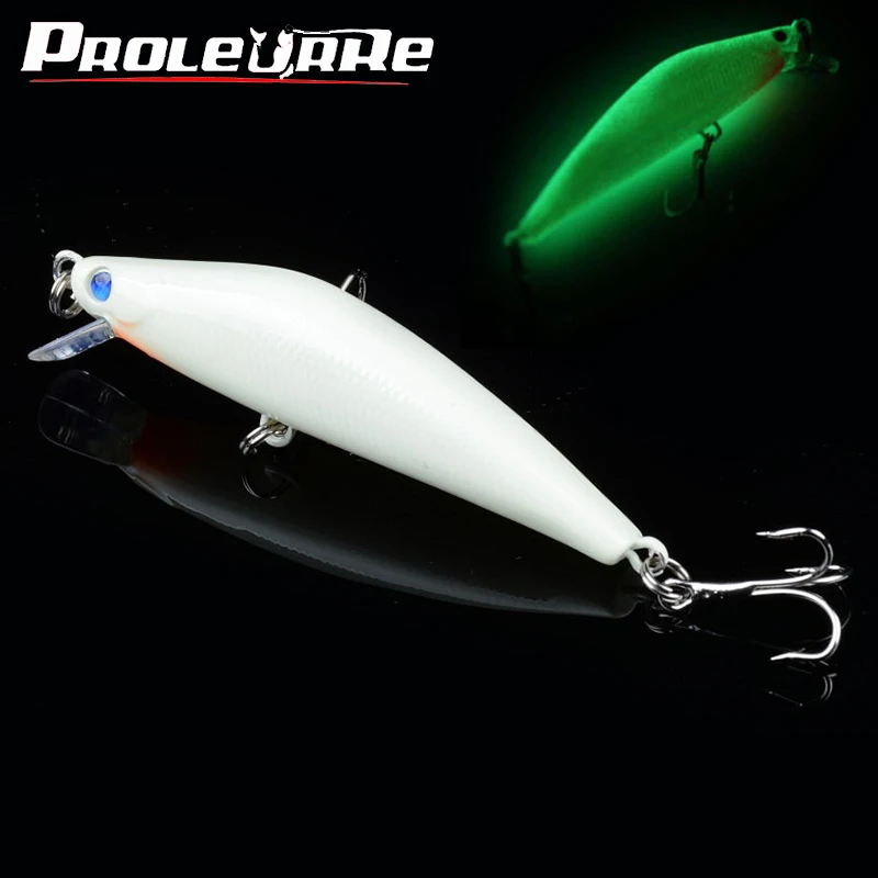 Señuelo de Pesca de pececillo luminoso, 8cm, 8,5g, Wobbler de plástico, cebo duro Artificial para Pesca de lubina con anzuelos, aparejos de Pesca brillantes, 1 ud. - imagen 2