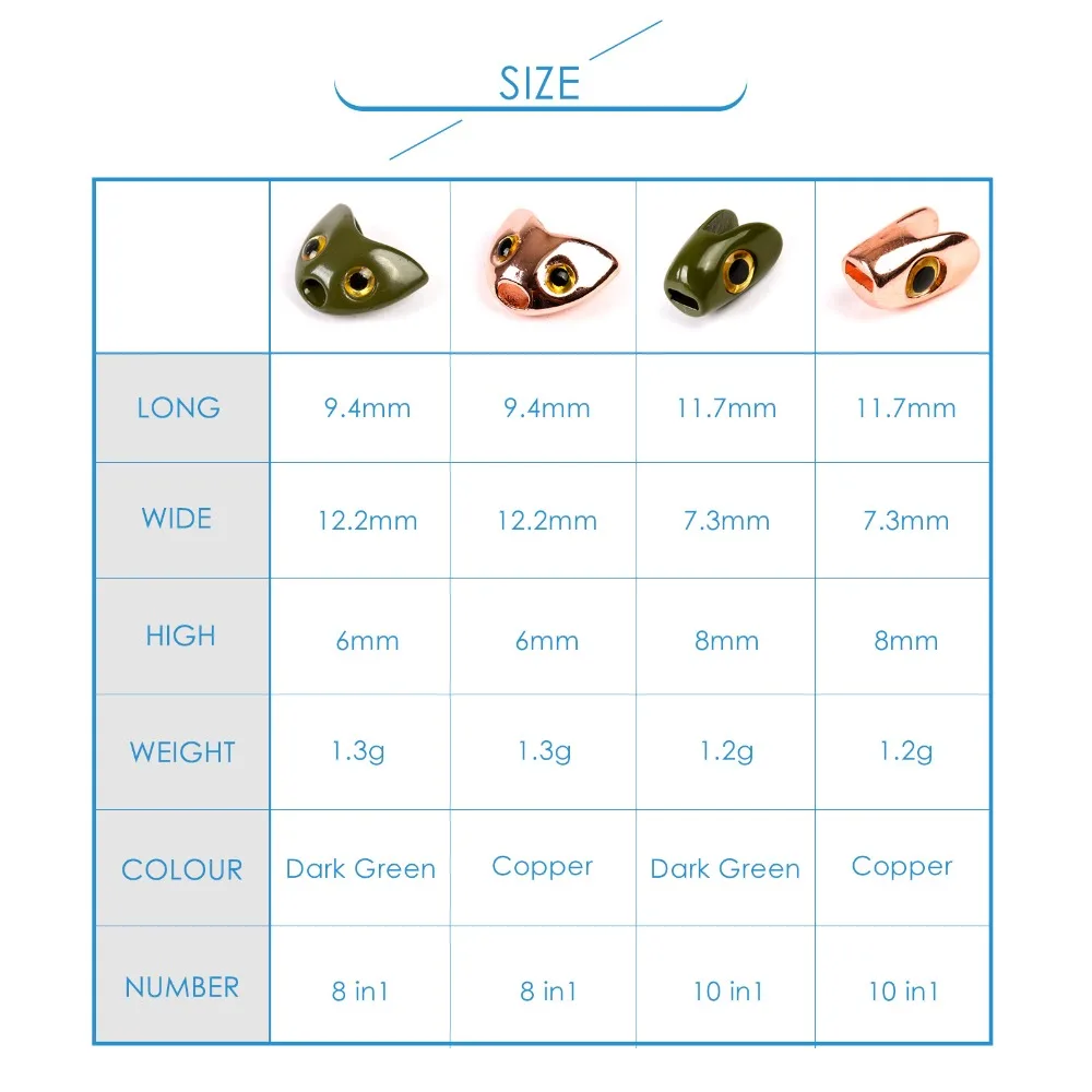 Maximumcatch atado de moscas, cabeza de pez, tamaños de calavera de pescado, atado de moscas, cuentas de tungsteno, Material para atar moscas - imagen 3