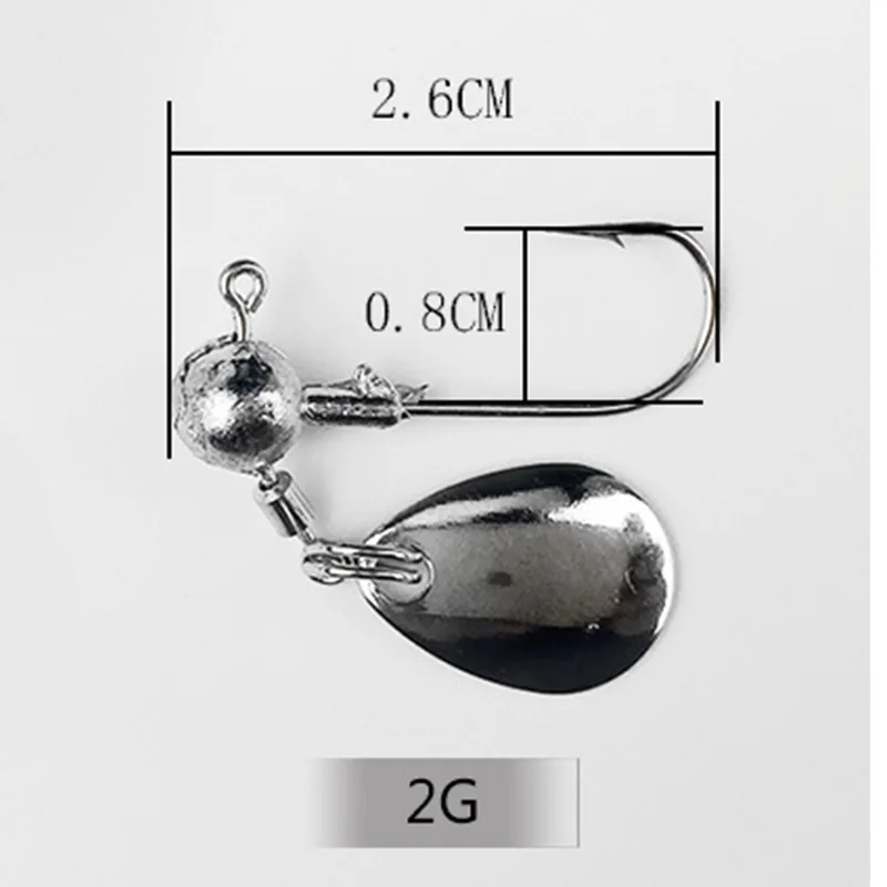 Anzuelos de pesca giratorios con cabeza giratoria, cebos de lentejuelas de Metal, Wobbler, aparejos de pesca, 2g, 4g, 5 unids/lote, FA-067 - imagen 5