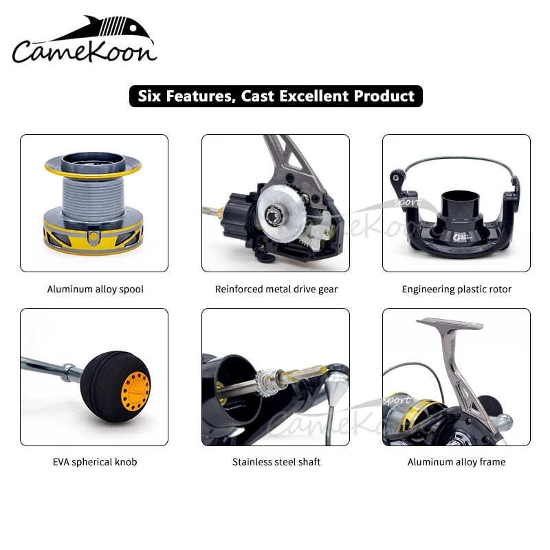 CAMEKOON-carrete de fundición de larga distancia, 8000, 9000, 10000, 10KG de potencia de arrastre, carrete de pesca giratorio de agua salada, 4,1: 1, pesca de lubina y carpa - imagen 4