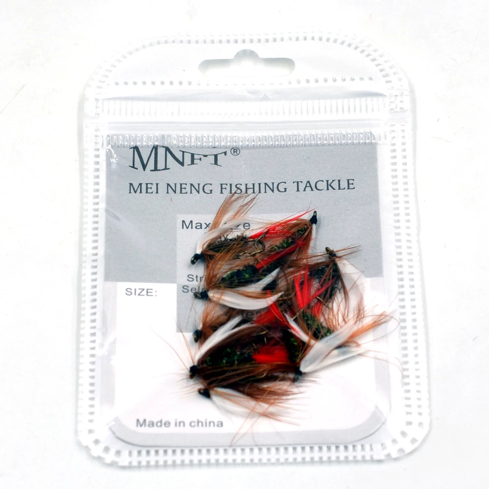 MNFT 10PCS 10 #   Red Tail May Fly Ninfa Fagiano Herl Winged May Fly Trucha Perca Agua dulce Moscas de pesca con mosca - imagen 5