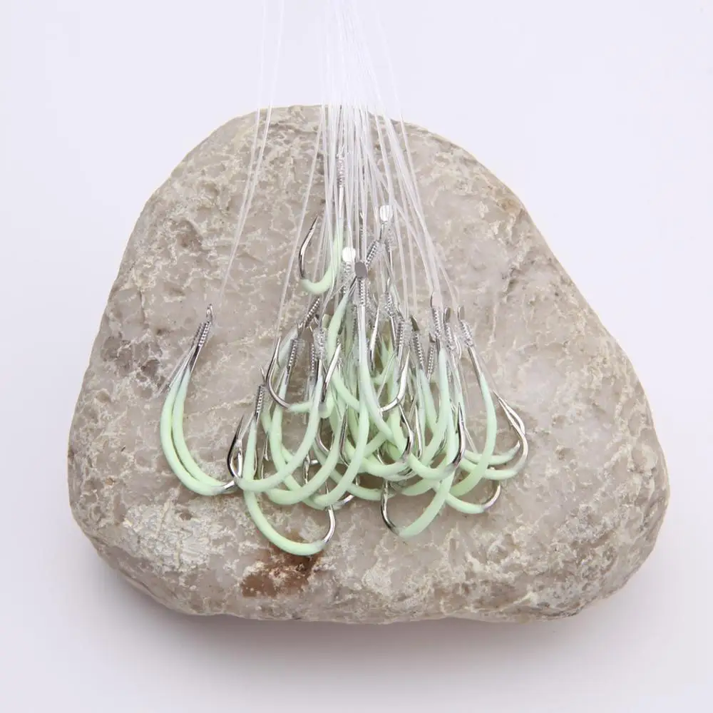 Anzuelos de pesca nocturna que brillan en la oscuridad, Accesorio luminoso para pesca de agua salada y fresca, 12-30 #, 30 unids/set por juego - imagen 5