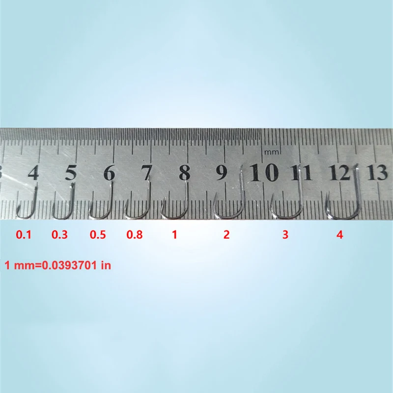 Anzuelos de pesca de caña larga, cabeza plana sin púas, para Lago y Río, aparejos de pesca de carpa, 1000 Uds./lote, 0,1 #-4 # - imagen 3