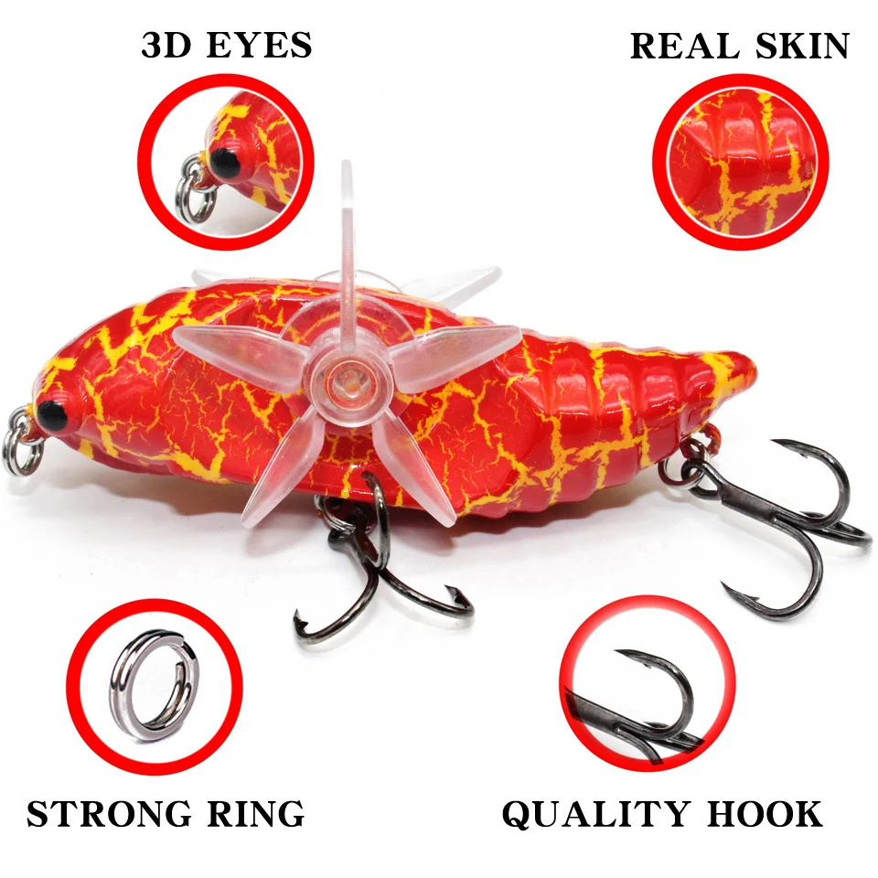 Nuevo Whopper cigarras Popper 9,5 cm/15g Topwater pesca señuelo Artificial cebo duro Plopper plástico alas rotativas pesca abordar Geer - imagen 5