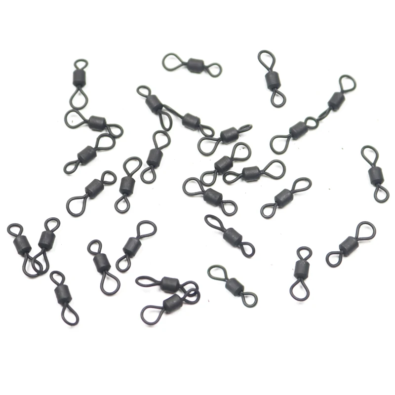 Aparejos de pesca de carpa con ojo grande, accesorio negro mate, giratorio HC, opaco, No reflectante, para equipo de helicóptero, 30 Uds.