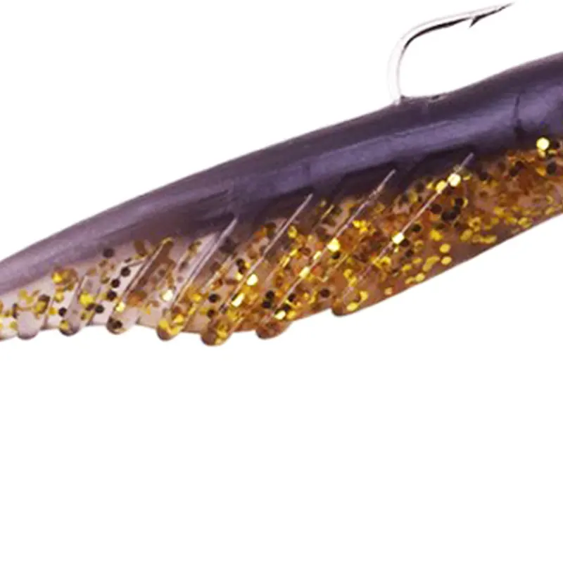 Señuelo de pesca de silicona de 5 piezas, 70cm, 3g, cabeza de plantilla, Wobblers Swimbait, cebo Artificial suave, cola de paleta, aparejos de pesca de carpa - imagen 4