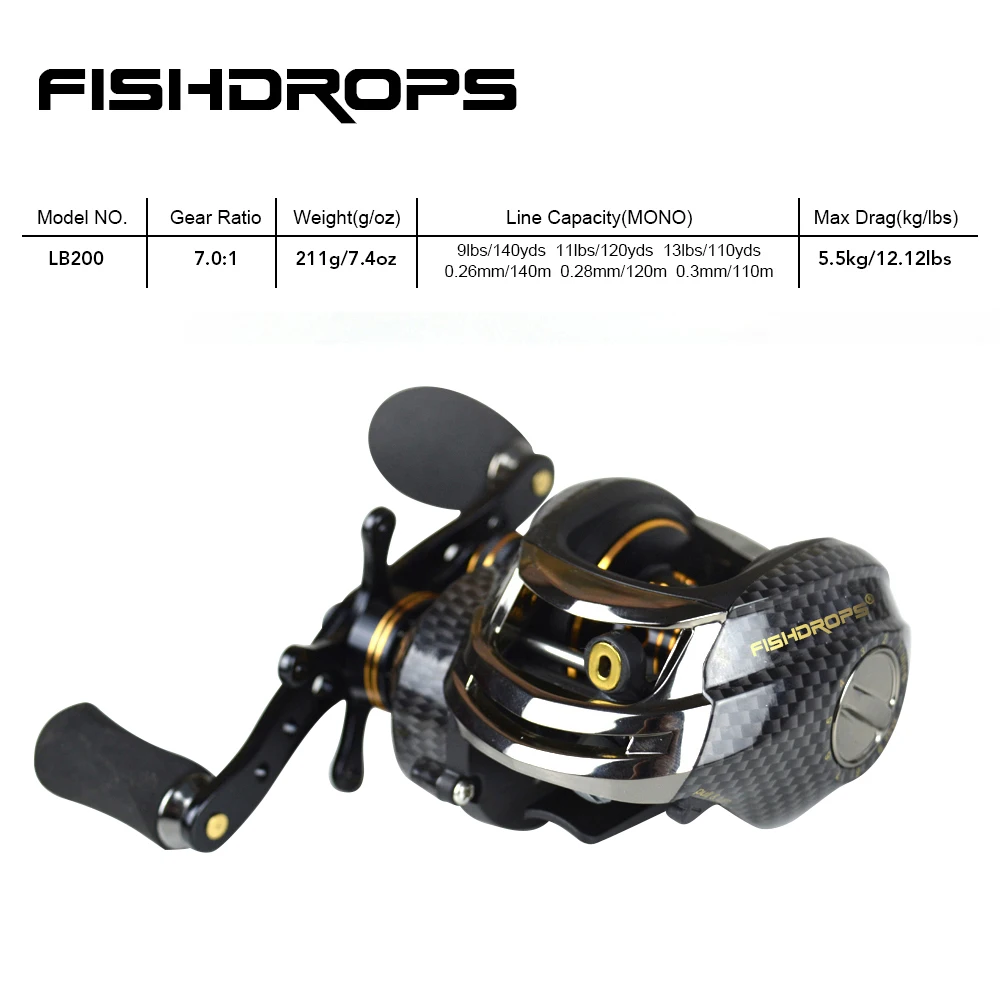 Carretes de pesca Casting, 7,0 doble sistema de freno: 1, Baitcasting, agua salada