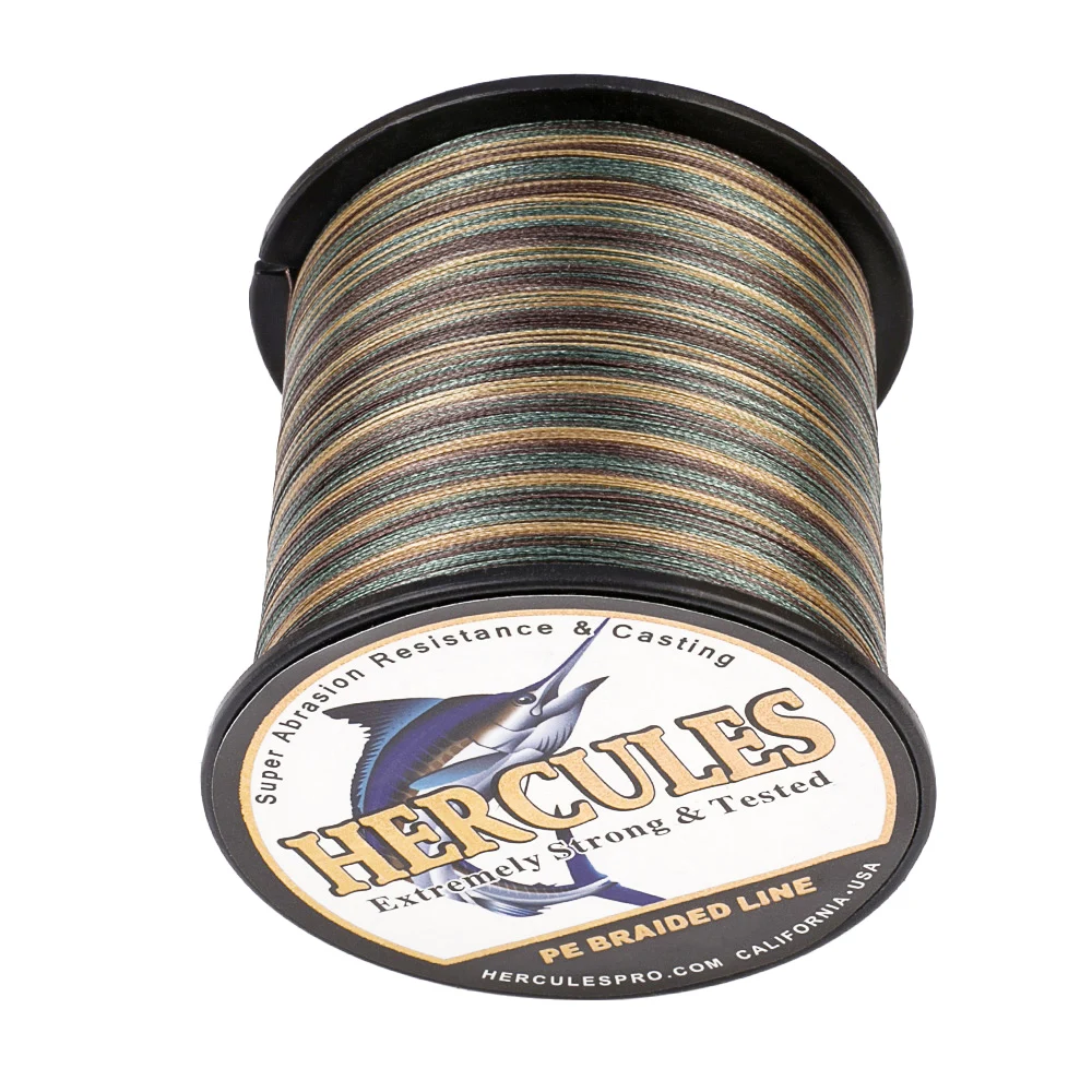 Hercules-Línea de pesca de carpa, 4 hebras, trenzado de camuflaje, cordón de tejido de agua salada, 100m, 300m, 500m, 1000m, 1500m, 2000m - imagen 5