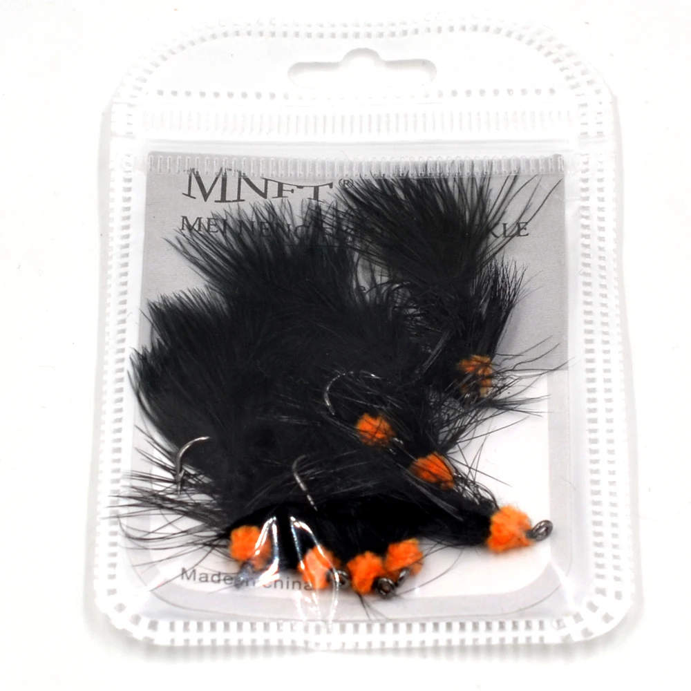 Moscas Woolly Bugger MNFT – Marabú negro y Flashabou para trucha - imagen 5