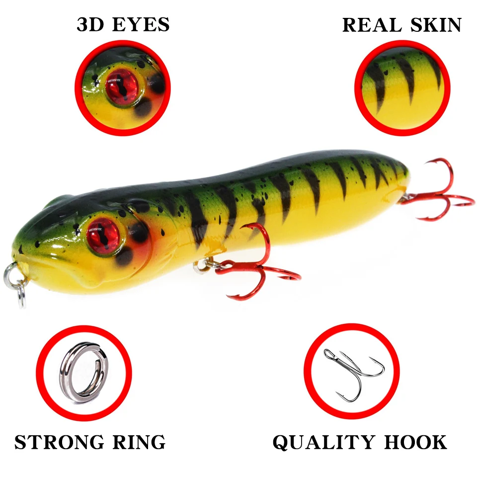 Cebo Artificial Popper de plástico duro, señuelo Crankbait de pesca, ojos 3d, 10,5 cm/16g, Swimbait, 1 ud., gran oferta - imagen 3