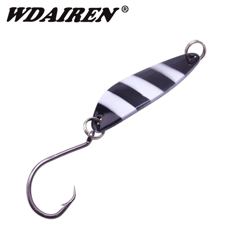 10 unids/lote de Señuelos de Pesca de 4cm/6,5g, cebo de lentejuelas de cuchara de metal, aleación de Zinc de escala larga con kit de señuelo de gancho de olécranon único - imagen 4