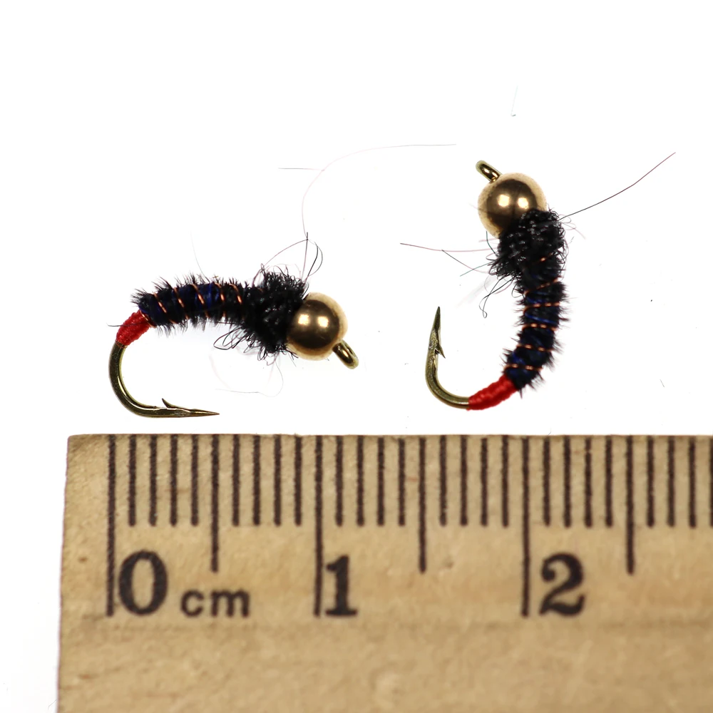 Bimoo 6PCS # 10 señuelos de cebo de pesca con mosca de trucha de hundimiento rápido con cabeza de cuentas de latón - imagen 3