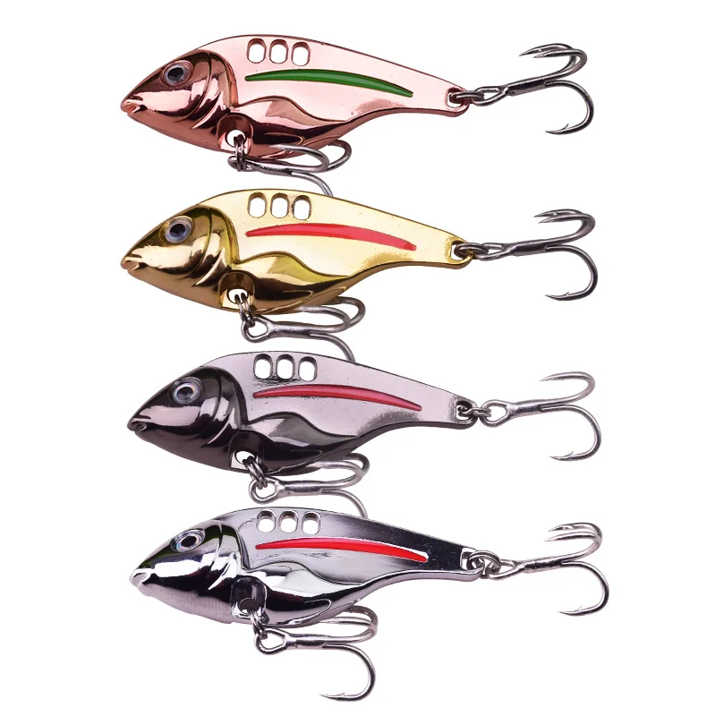 WDAIREN-Señuelos de Pesca con cuchara de Metal, cebo duro Artificial con anzuelo triple, aparejos para Pesca de lubina, 10g, 15g, 20g, VIB Vibrations - imagen 3