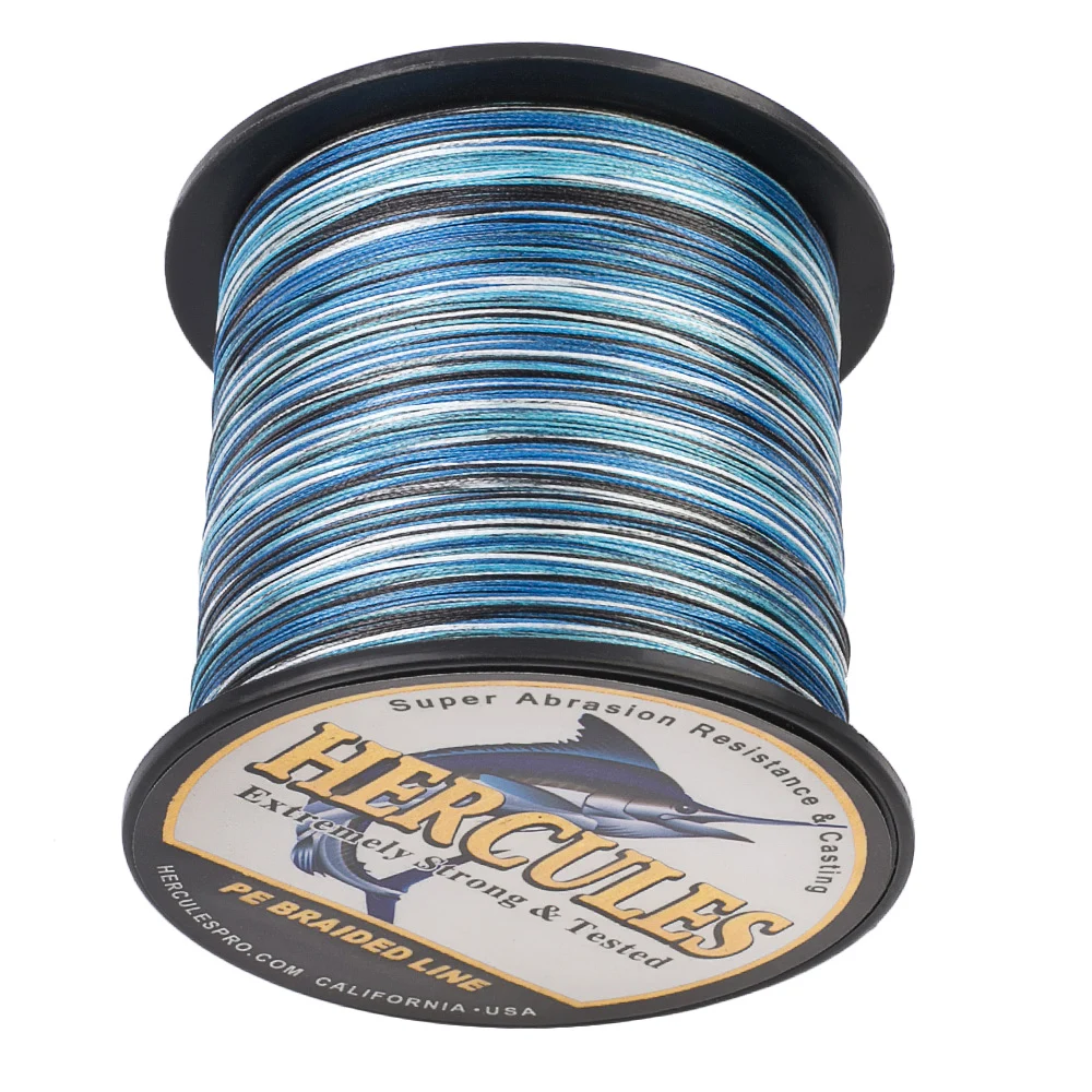 Hercules nuevo Camo 8 hebras PE hilo de pescar trenzado 100M 300M 500M 1000M 1500M 2000M Pesca tejido de agua salada carpa pescado - imagen 3