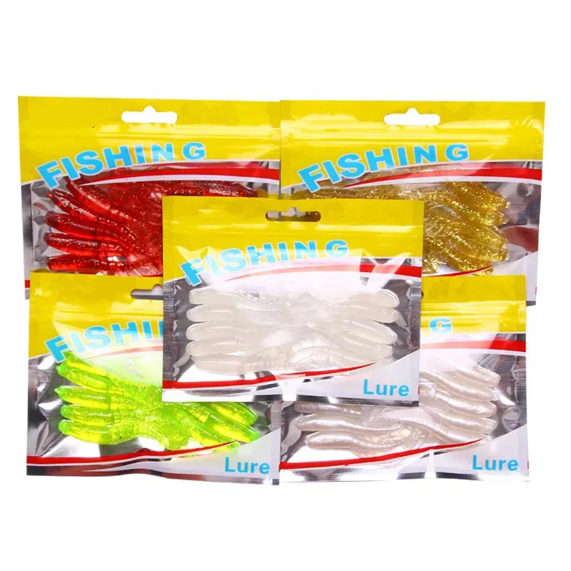 KMRESA-señuelo de pesca ligero, cebo Artificial Wobbler para agua salada, cebo de lucha contra lubinas, Popper de silicona suave, gusano Isca, 7cm, 2,9g, 10 Uds.