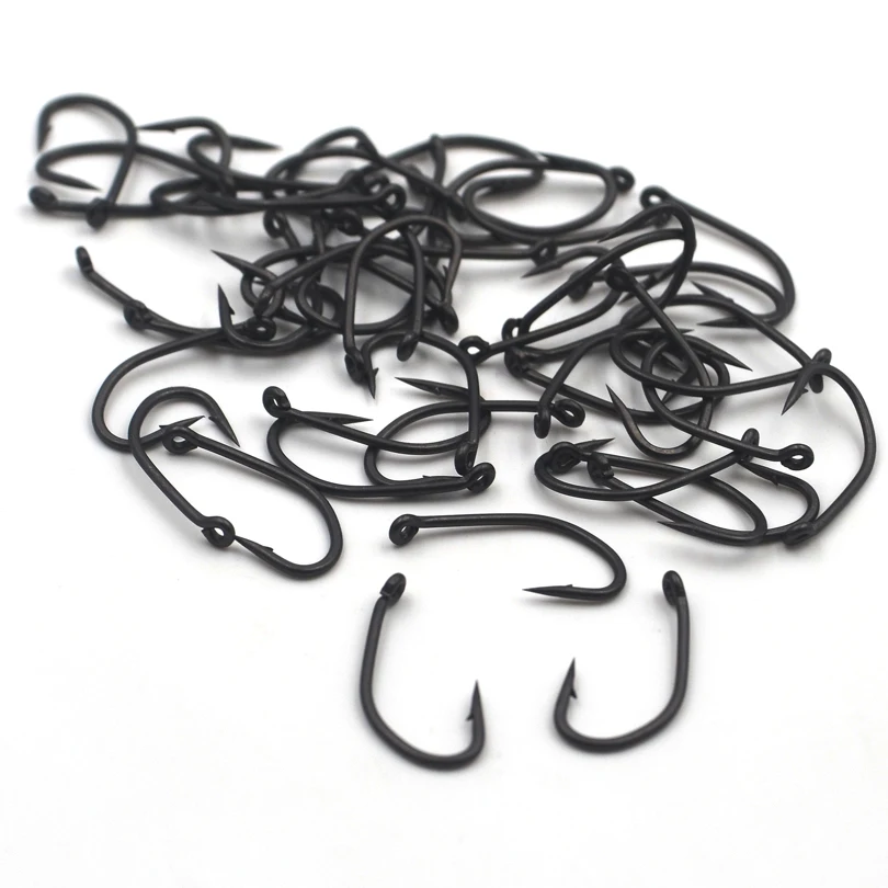 MNFT 100 unids/lote anzuelos de pesca de carpa de acero rico en carbono con púas 6 #   8 #   Ganchos revestidos con revestimiento antiadherente - imagen 2
