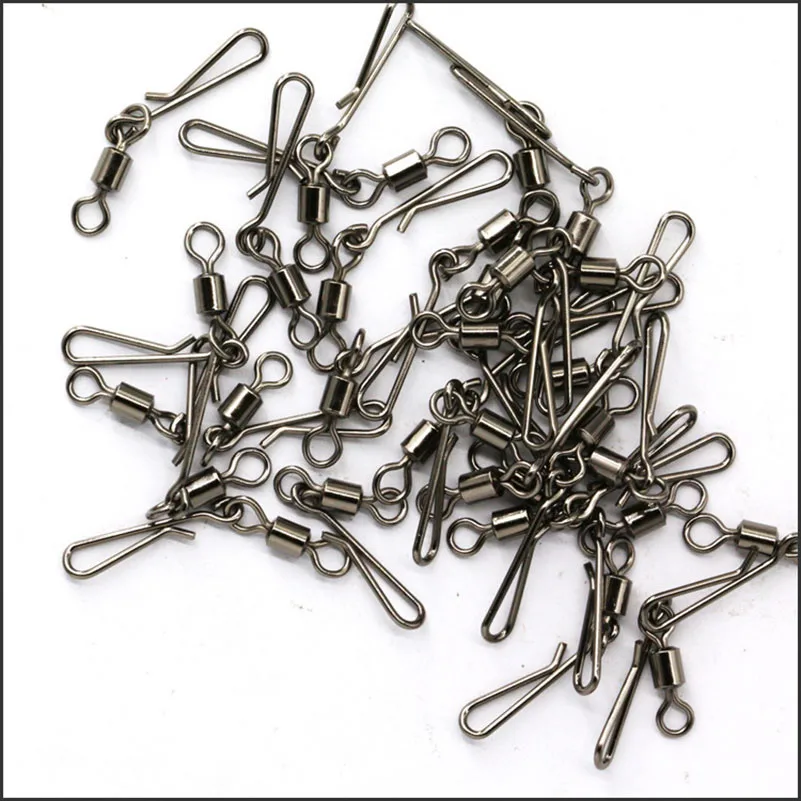 Lote de 50 unidades de aparejos de pesca giratorios con broche colgante, anzuelos de pesca, Conector de pesca, herramienta giratoria de pesca, 2 a 12 # - imagen 4