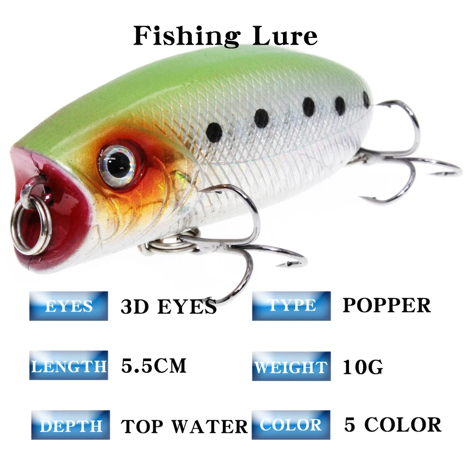 Señuelos de Pesca Wobblers Bait-Isca Trolling-Top Feather-Hooks Water-Bass New Popper Artificial - imagen 3