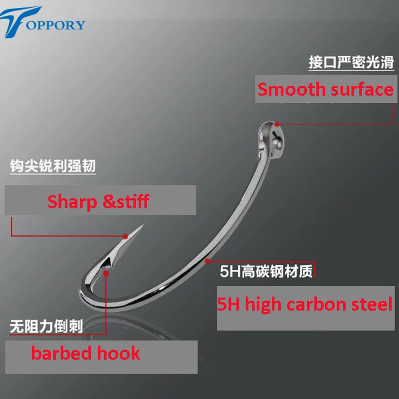 Toppory-anzuelos de acero de alto carbono para pesca de carpa, 10 unids/bolsa, anzuelos rígidos fuertes con púas negras, herramienta de aparejos de pesca de carpa - imagen 4