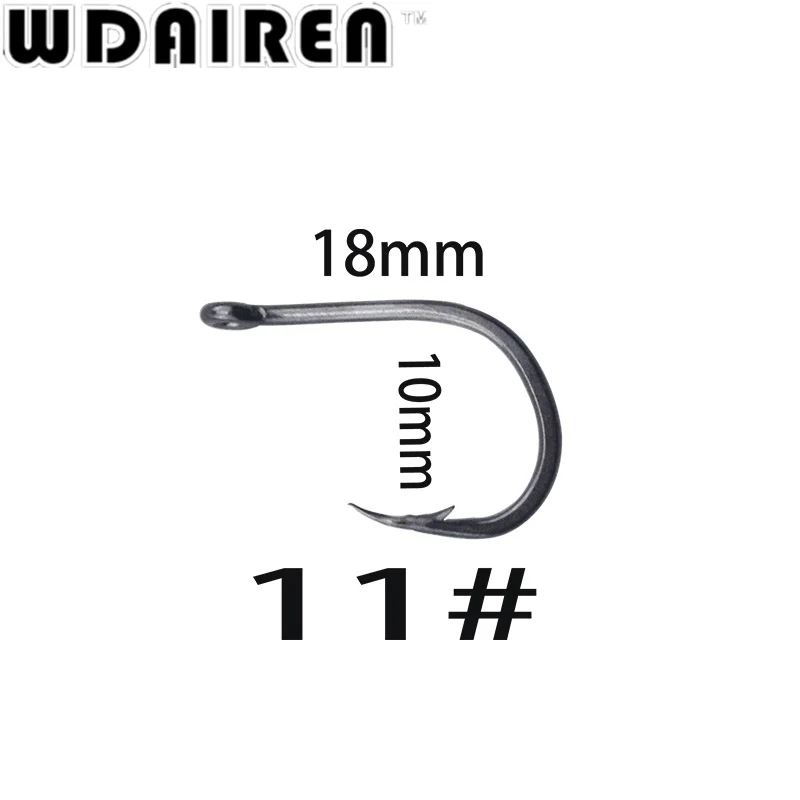 WDAIREN-anzuelos de Pesca de acero al carbono 3-12 #, anzuelos de Pesca duraderos con agujero, caja de aparejos de carpa, WD-141, 100 unidades por lote - imagen 3