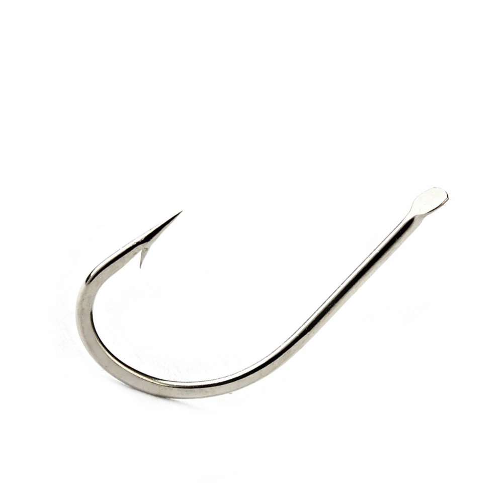 100 Uds. Anzuelos de pesca de acero rico en carbono planos 421N con púas redondas dobladas accesorios de pesca tamaño 1 # -10 #