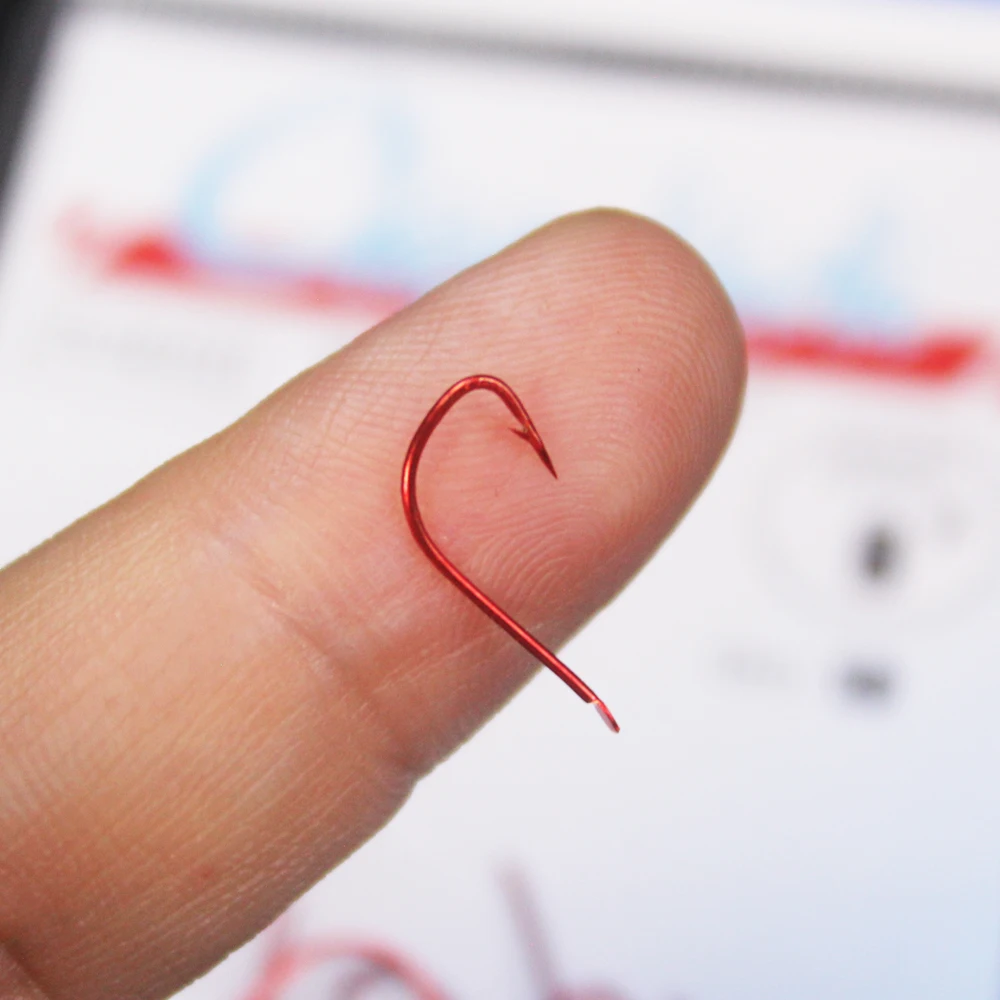 Anzuelos de pesca rojos sode, 1 #-8 #, sin púas, de acero al carbono, afilado, fuerte, gamakatsu, 30 unidades por lote - imagen 3