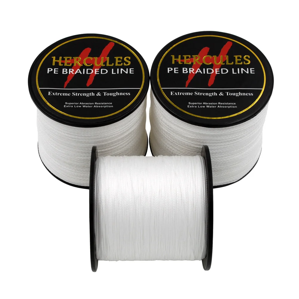 Hercules-sedal de pesca trenzado de PE, multifilamento, hilo de pesca blanco fuerte de 4 hebras, 100M, 300M, 500M, 1000M, 1500M, 2000M - imagen 3